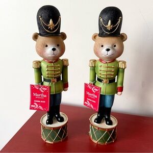 Martha Stewart Christmas Teddy Bear Nutcrackers Set of 2 Holiday Decor